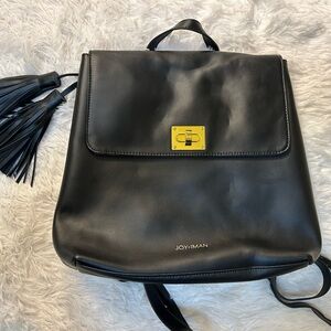 Joy & Iman Black Backpack with Gold Clasp